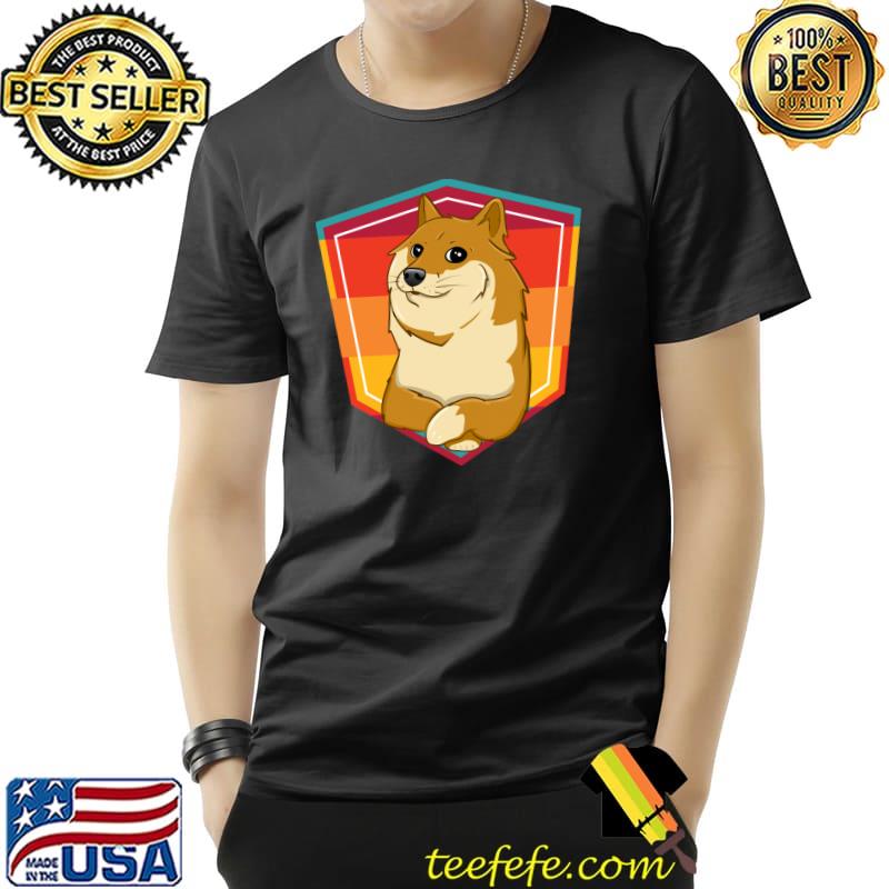 Dogecoin Shield Badge Retro Sunset T-s Unisex Dogecoin Shield Badge Retro Sunset T-s Unisex