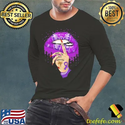 Don't jugde what you don't understand lip purple shirt