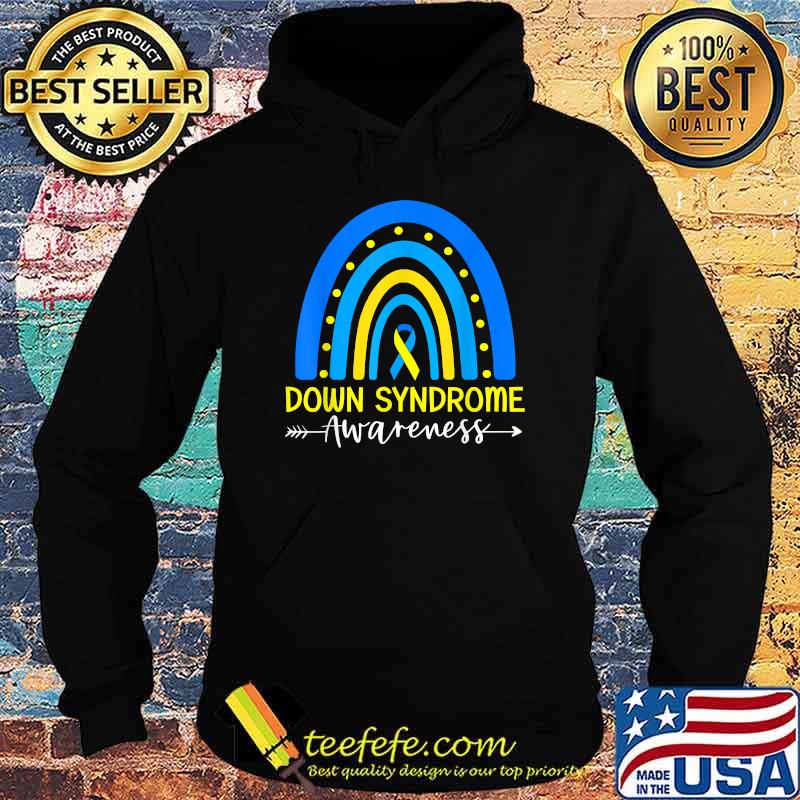 Down Syndrome Awareness Ribbon Boho Rainbow Yellow Blue T-Shirt Hoodie Down Syndrome Awareness Ribbon Boho Rainbow Yellow Blue T-Shirt Hoodie