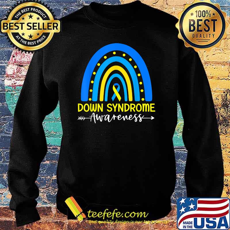 Down Syndrome Awareness Ribbon Boho Rainbow Yellow Blue T-Shirt Sweater Down Syndrome Awareness Ribbon Boho Rainbow Yellow Blue T-Shirt Sweater