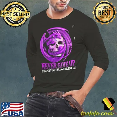 Dragon Skull Never Give Up Fibromyalgia Awareness Shirt