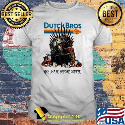 Dutch bros coffee nightmare before coffee skellington pumpkin halloween shirt