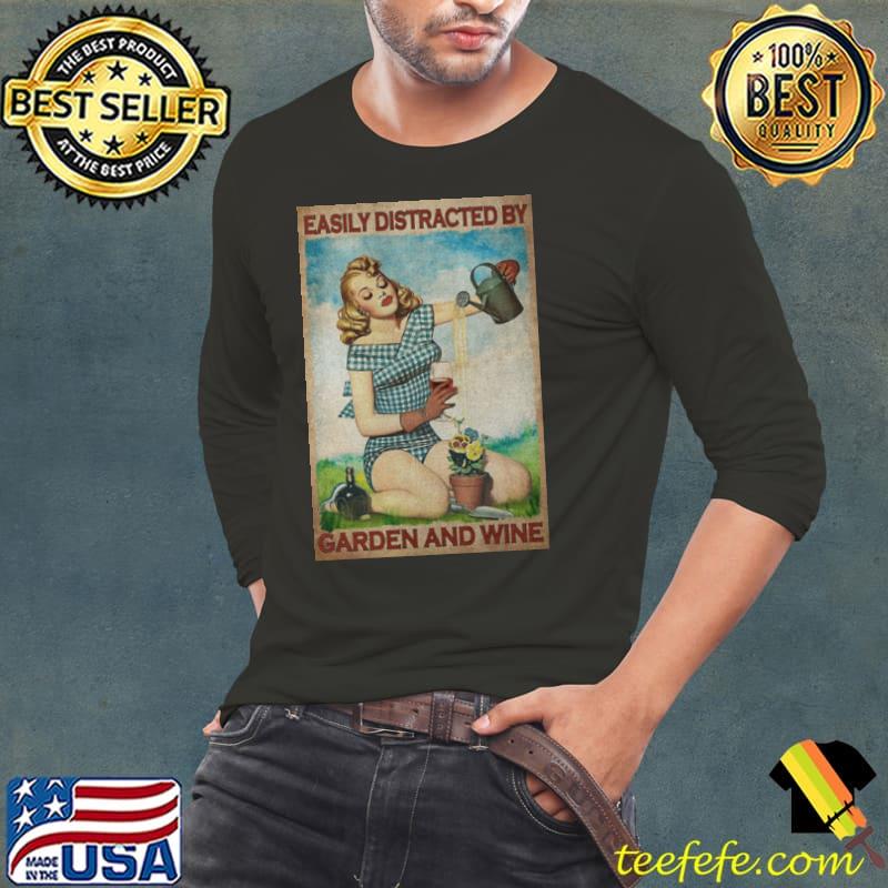Easily Distracted By Garden And Wine Vintage Art Vertical Poster Shirt