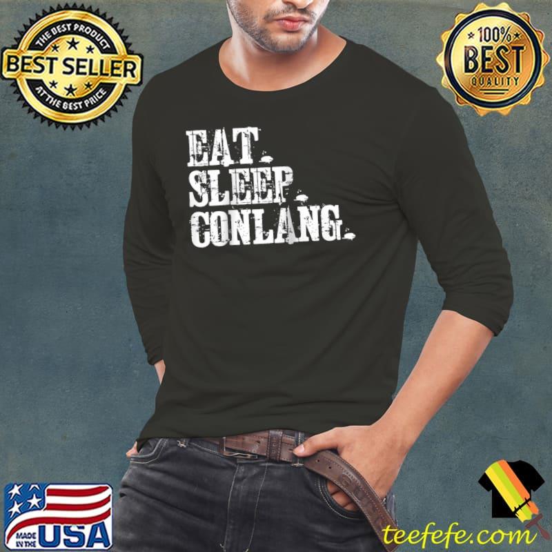 Eat Sleep Conlang Constructed Languages Raglan Baseball T-shirt