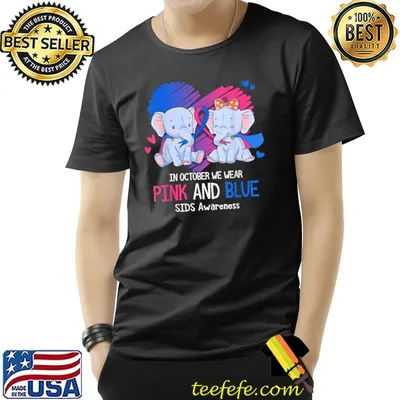 Elephant In October We Wear Pink And Blue SIDS Awareness Breast Cancer Awareness T-Shirt