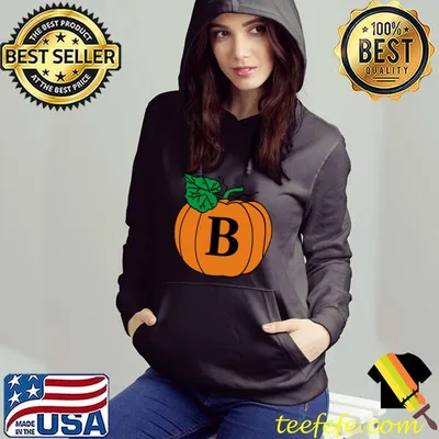 Fall Pumpkin Monogram Letter B Initial Fun Halloween Autumn T-Shirt