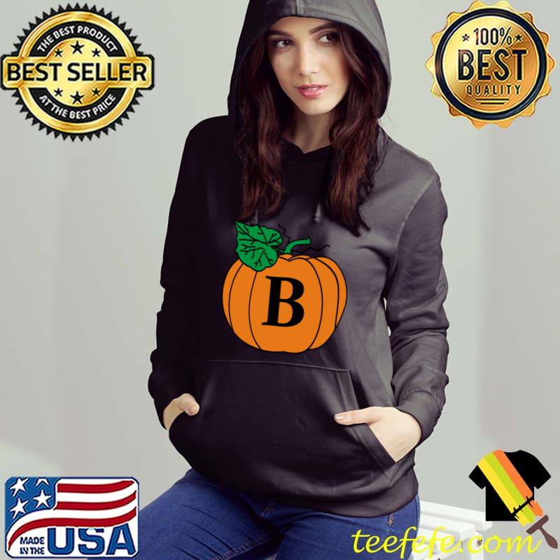 Fall Pumpkin Monogram Letter B Initial Fun Halloween Autumn T-Shirt