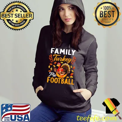 Family Thanksgiving Pie Football - Cartoon Turkey Autumn T-Shirt