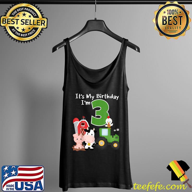 Farm Barnyard Animals Tractor 3rd Birthday 3 Year Old Bday T-Shirt Tank Top Farm Barnyard Animals Tractor 3rd Birthday 3 Year Old Bday T-Shirt Tank Top