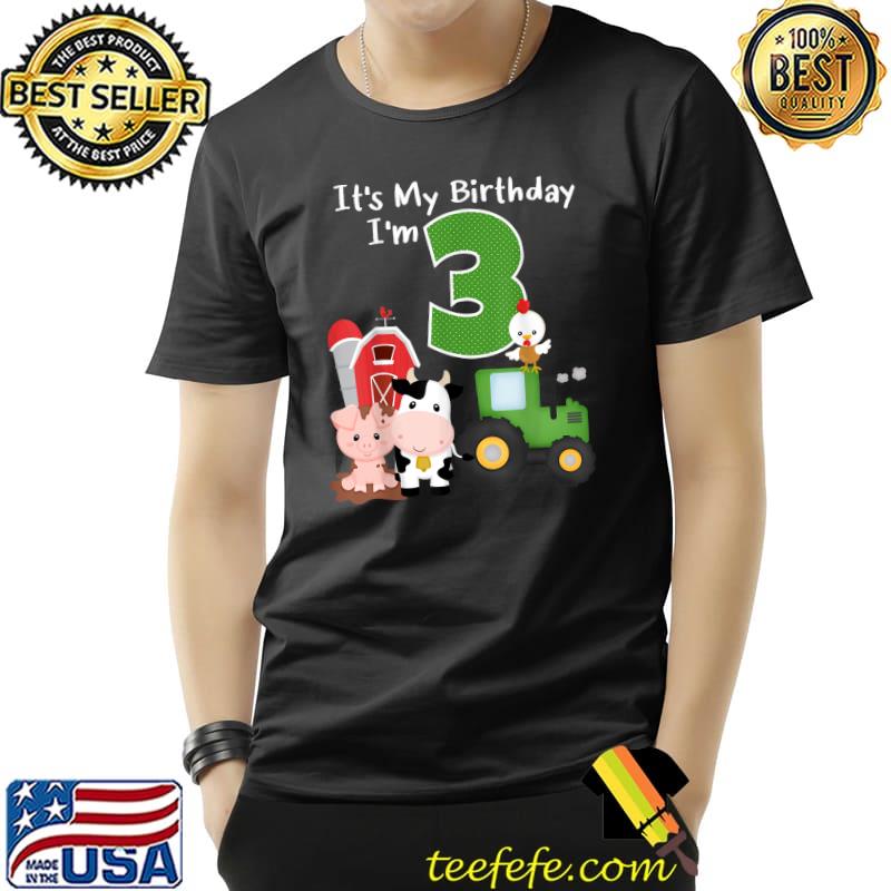 Farm Barnyard Animals Tractor 3rd Birthday 3 Year Old Bday T-Shirt Unisex Farm Barnyard Animals Tractor 3rd Birthday 3 Year Old Bday T-Shirt Unisex