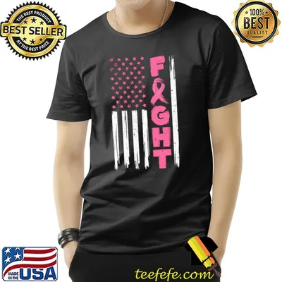 Fight Cancer Survivor American Flag Breast Cancer Awareness T-shirt