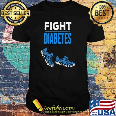 Fight Diabetes Walk for a Cure Awareness Ribbon T1D Type 1 Shirt