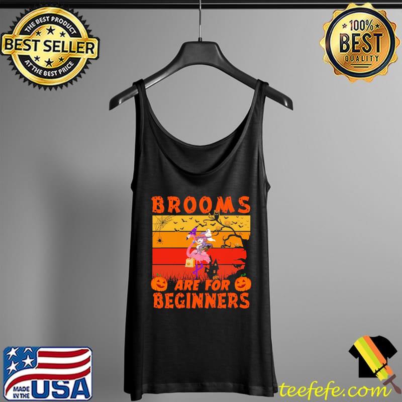 Flamingo Pumpkins Brooms Are For Beginners Vintage Halloween Shirt Tank Top Flamingo Pumpkins Brooms Are For Beginners Vintage Halloween Shirt Tank Top