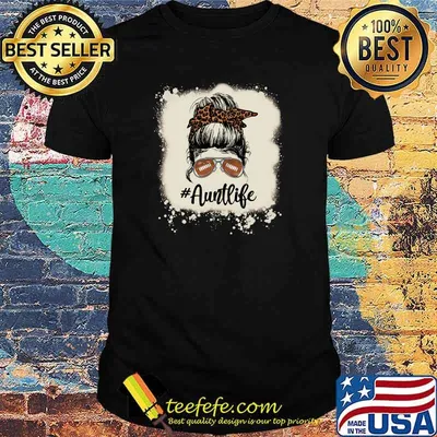 Football Leopard Football Aunt Life Messy Bun Bleached T-shirt