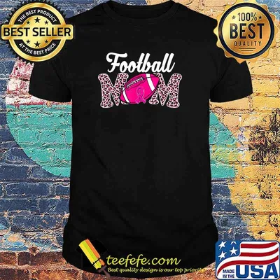 Football Mom Pink Leopard Print Breast Cancer Awareness T-Shirt