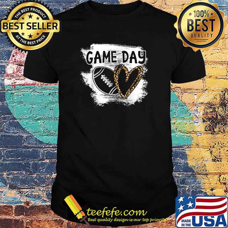 Football Player Mom Leopard Cheetah Game Day Football Fan T-Shirt
