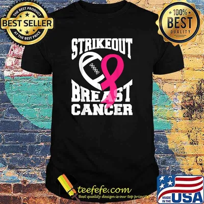 Football Strike Out Breast Cancer Awareness Pink Ribbon T-Shirt