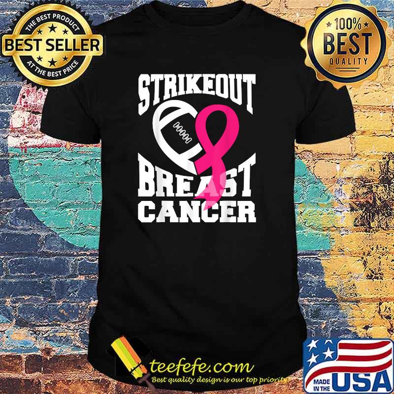 Football Strike Out Breast Cancer Awareness Pink Ribbon T-Shirt
