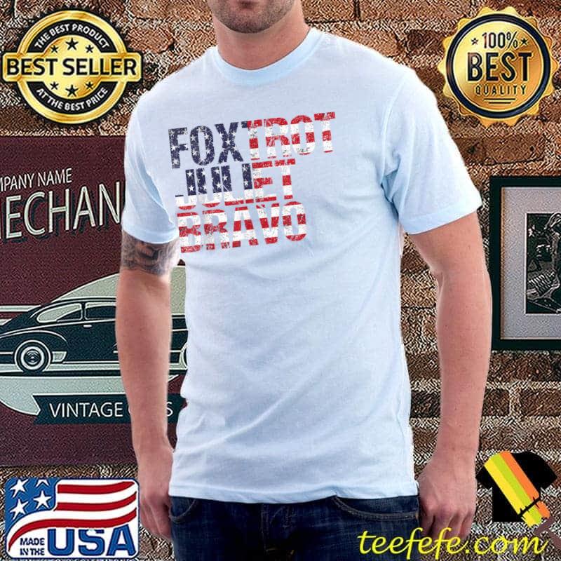 Foxtrot Juliet Bravo Retro Vintage US American Flag T-Shirt