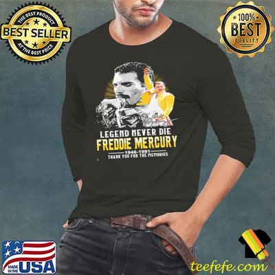 Freddie Mercury Legend Never Die Thank You For The Memories 1946-1991 Singer Shirt