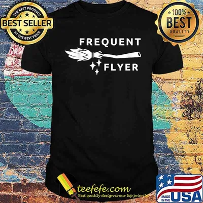 Frequent flyer Halloween witch broom stick T-Shirt