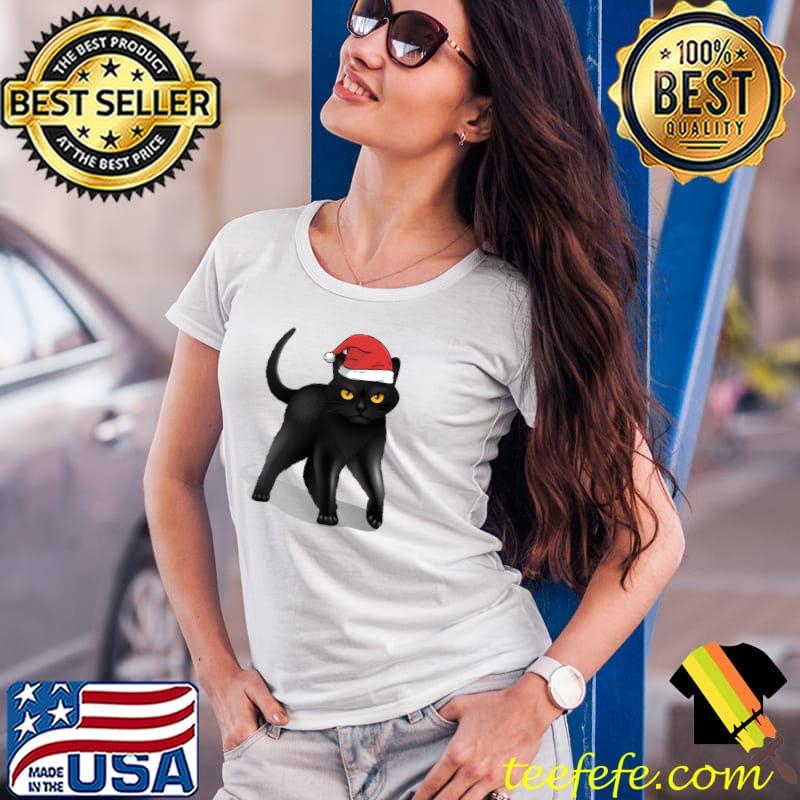 Funny Black Cat Santa Claus Merry Christmas Cat Lovers Owner T-Shirt Ladies Tee Funny Black Cat Santa Claus Merry Christmas Cat Lovers Owner T-Shirt Ladies Tee
