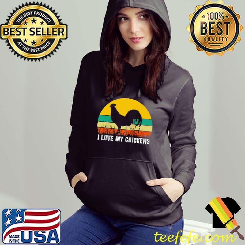 Funny Cute I Love My Chickens Retro Vintage Rooster Raglan Baseball T-shirt