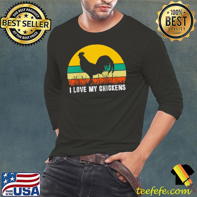 Funny Cute I Love My Chickens Retro Vintage Rooster Raglan Baseball T-s Long Sleeve Tee Funny Cute I Love My Chickens Retro Vintage Rooster Raglan Baseball T-s Long Sleeve Tee