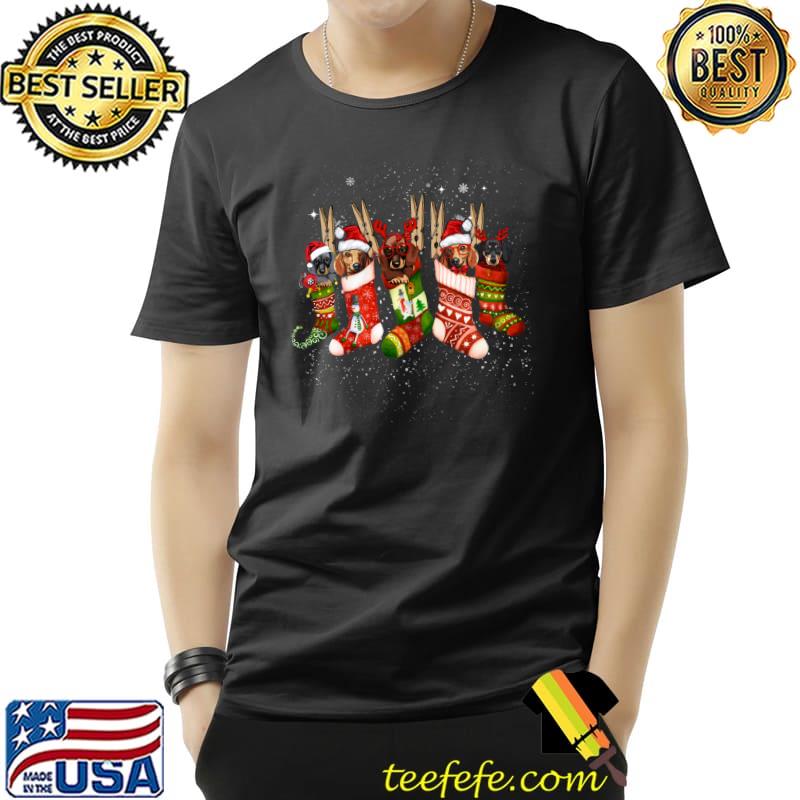 Funny Dachshund Dog In Christmas Sock Santa Hat Xmas Dog T-s Unisex Funny Dachshund Dog In Christmas Sock Santa Hat Xmas Dog T-s Unisex