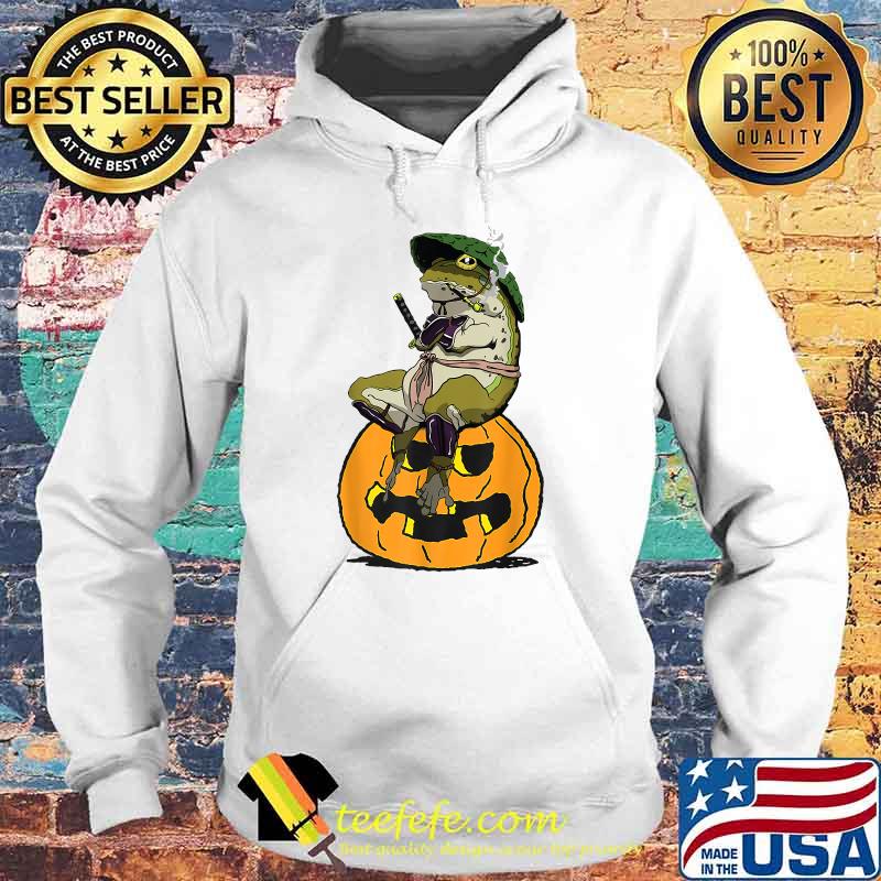 Funny Halloween Frog Pumpkin Samurai Frog T-Shirt Hoodie Funny Halloween Frog Pumpkin Samurai Frog T-Shirt Hoodie