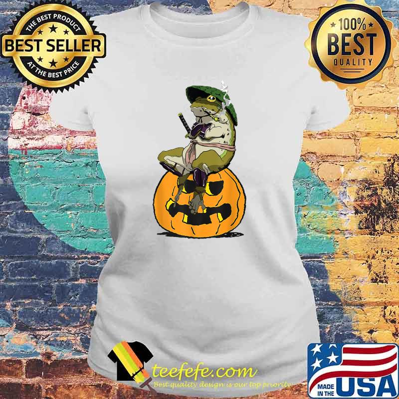 Funny Halloween Frog Pumpkin Samurai Frog T-Shirt Laides tee Funny Halloween Frog Pumpkin Samurai Frog T-Shirt Laides tee