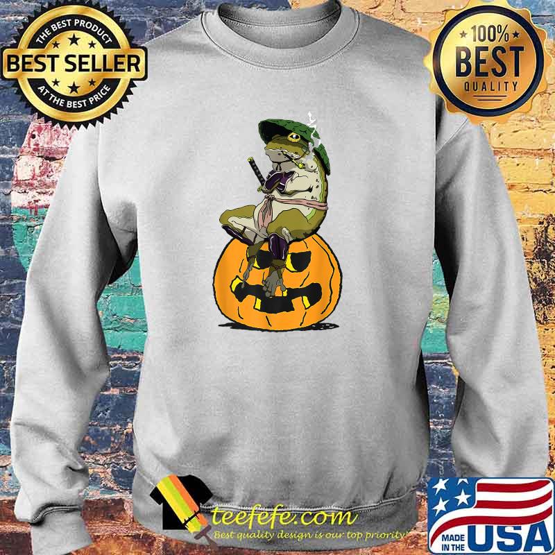 Funny Halloween Frog Pumpkin Samurai Frog T-Shirt Sweater Funny Halloween Frog Pumpkin Samurai Frog T-Shirt Sweater