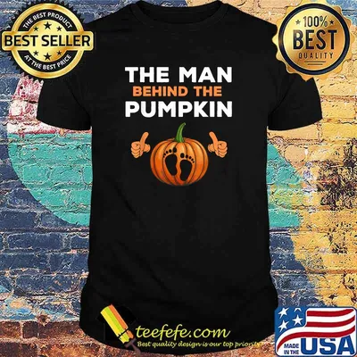 Funny Halloween Men Pregnancy - The Man Behind The Pumpkin T-Shirt