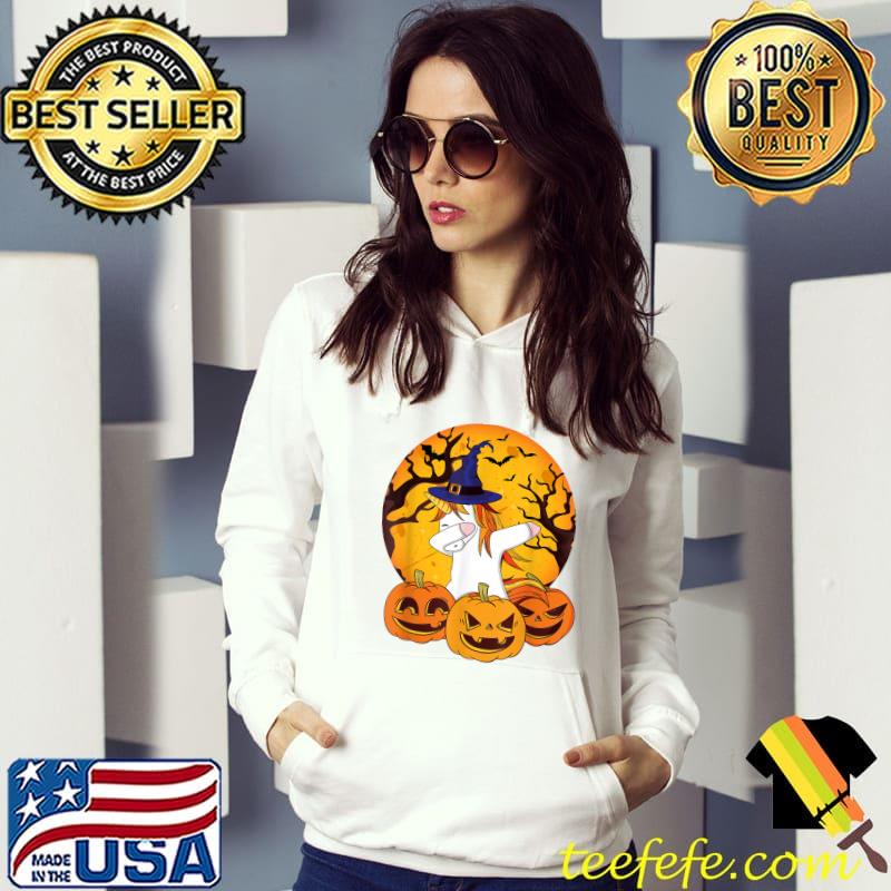 Funny Halloween Unicorn dabbing Cute Pumpkin Shirt
