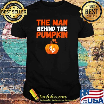 Funny Man Behind the Pumpkin Halloween Pregnancy Tee for Men T-Shirt