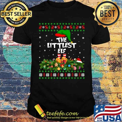 Funny Matching Family Ugly The Littlest Elf Christmas Premium T-Shirt