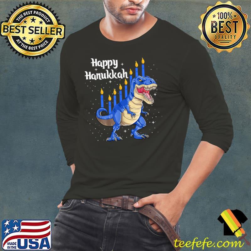 Funny Menorasaurus Rex Dinosaur Chanukkah Happy Hanukkah T-Shirt Long Sleeve Tee Funny Menorasaurus Rex Dinosaur Chanukkah Happy Hanukkah T-Shirt Long Sleeve Tee