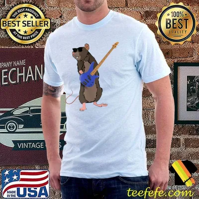 Funny Rat Wearing Sunglasses Playing Bass Guitar T-shirt