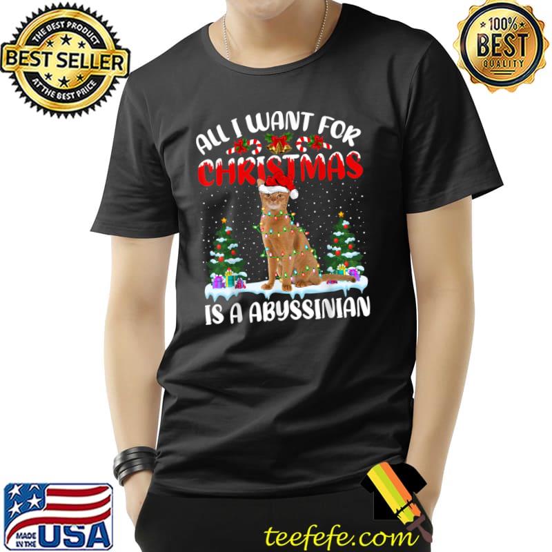 Funny Santa Hat All I Want For Christmas Is A Abyssinian Cat T-Shirt Unisex Funny Santa Hat All I Want For Christmas Is A Abyssinian Cat T-Shirt Unisex
