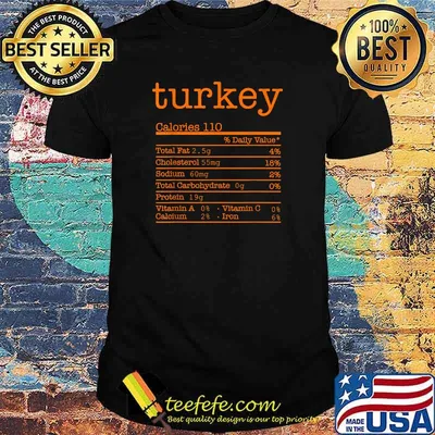 Funny Thanksgiving Christmas Food - Turkey Nutrition Facts T-Shirt