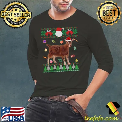 Funny Ugly Sweater Christmas Animals Santa Goat Lover T-shirt