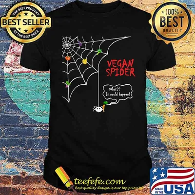 Funny Vegan Spider Web with Vegetables Vegan Halloween T-Shirt