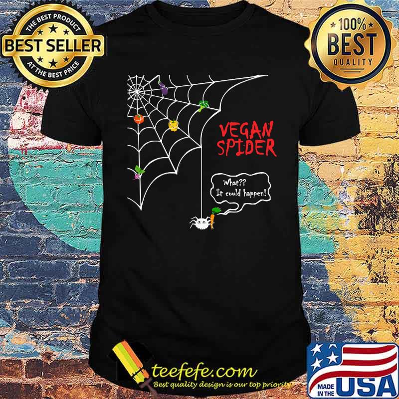 Funny Vegan Spider Web with Vegetables Vegan Halloween T-Shirt