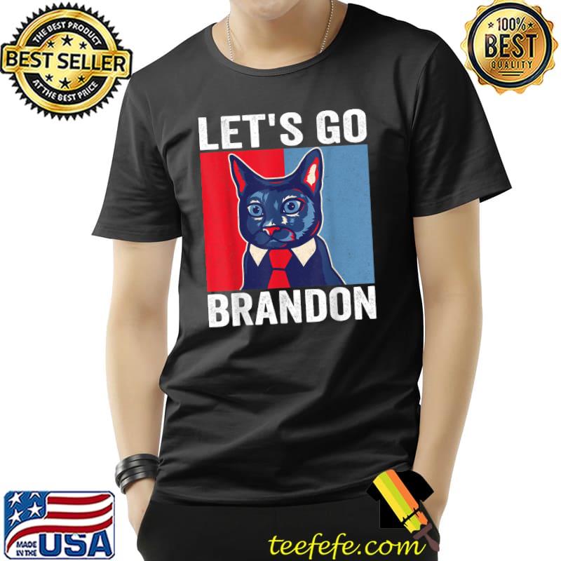 Funny Vintage Cat In A Suit Let's Go Brandon Meme T-Shirt