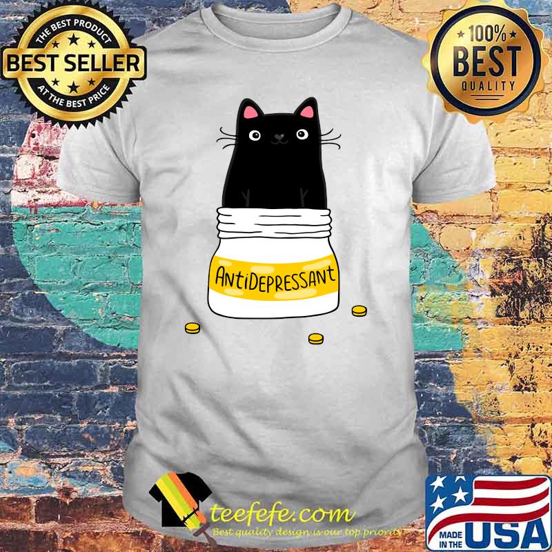 FUR ANTIDEPRESSANT . Cute black cat illustration. A gift for a pet lover. Classic T-Shirt