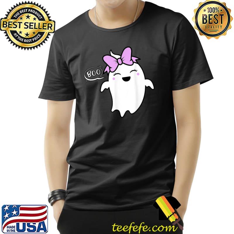 Ghost With Purple Bow Boo Halloween T-Shirt