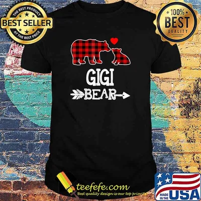 Gigi Bear Shirt, Red Buffalo Plaid Grandma Bear Pajama T-Shirt