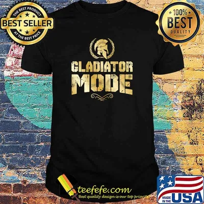 Gladiator Mode Spartan Mythology Workout Warrior Gold Greek T-shirt