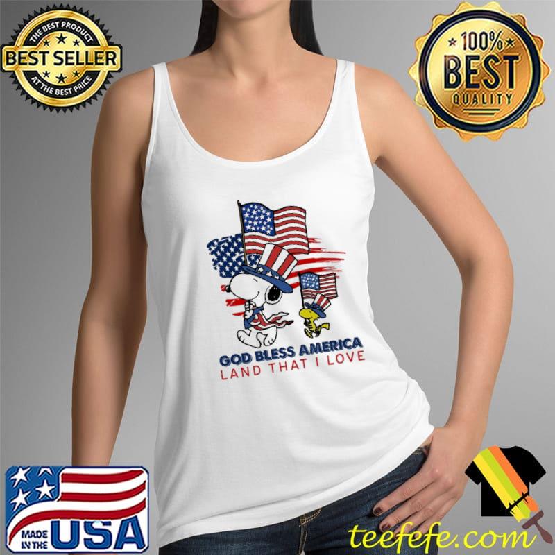 God Bless America Land That I Love Snoopy American Flag Shirt Tank Top God Bless America Land That I Love Snoopy American Flag Shirt Tank Top