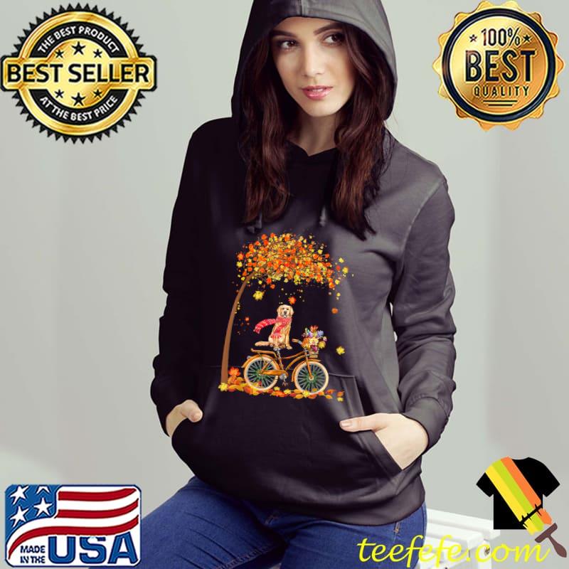 Golden Retriever Riding Bicycle Autumn Leaves Cute Fall T-Shirt Hoodie Golden Retriever Riding Bicycle Autumn Leaves Cute Fall T-Shirt Hoodie